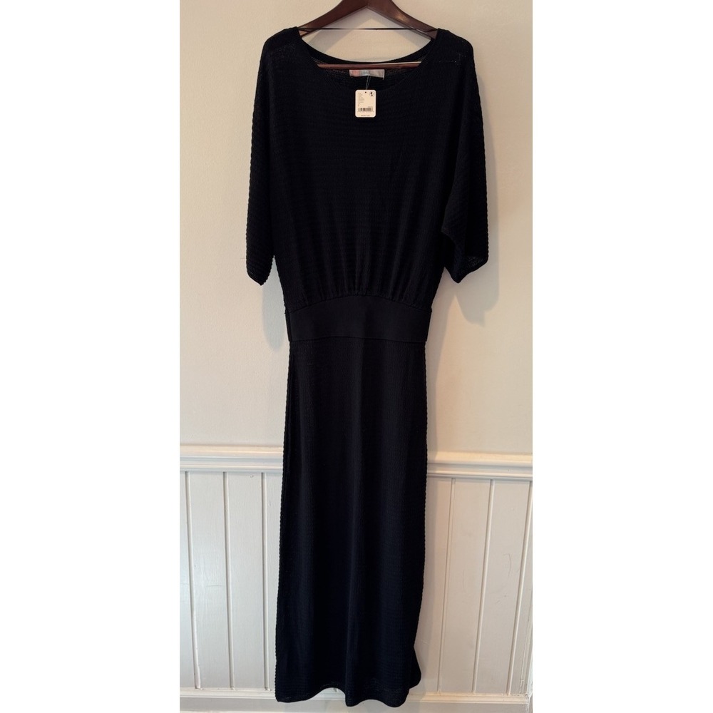NEW Free People Beach Maxi Dress L 100% Cotton Lagenlook Boho Crochet Resort NWT
